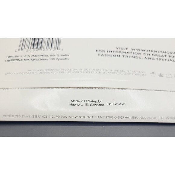 Hanes Silk Reflections High Waist Control Top Pantyhose A/B Barely Black NOS - Picture 5 of 6